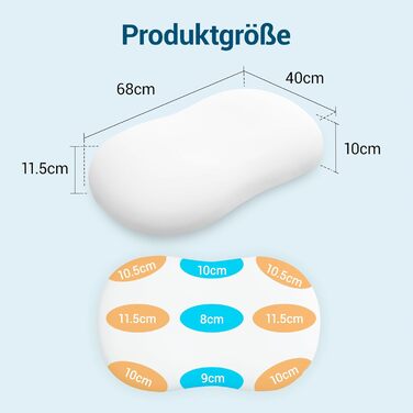 Подушка AIRSKY з піни з ефектом пам&39яті, подушка для підтримки шиї, подушка для сну, сертифікована Oeko-TEX, ергономічна ортопедична подушка для шиї, подушка для голови, подушка для сну на боці, спині та животі, біла