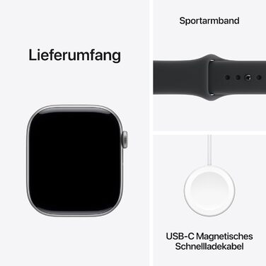 Розумний годинник Apple Watch Series 11 GPS 46 мм з алюмінієвим корпусом кольору космічний сірий та спортивним ремінцем кольору чорний (S/M). Оцінка сну, фітнес-трекер, відстеження здоров&39я, завжди ввімкнений дисплей, водонепроникність. Корпус S/M 46 мм