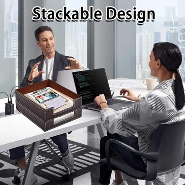 Шкіряний лоток для листів, канцелярське приладдя, органайзер для канцелярського приладдя, журналів, ювелірних виробів, косметики, розкішний тримач для листів та багатоцільова коробка для зберігання, штабелюється, для офісу, кави