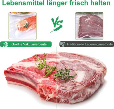 Вакуумний пакувальник Gokilife - 100 пакетів 20x30 см зі стійкістю до розриву приблизно 450 мкм, вакуумна плівка для всіх вакуумних пакувальників і вакууматорів харчових продуктів, професійні пакети з фольги без BPA, кип'яткостійкі та пакети для заморожув