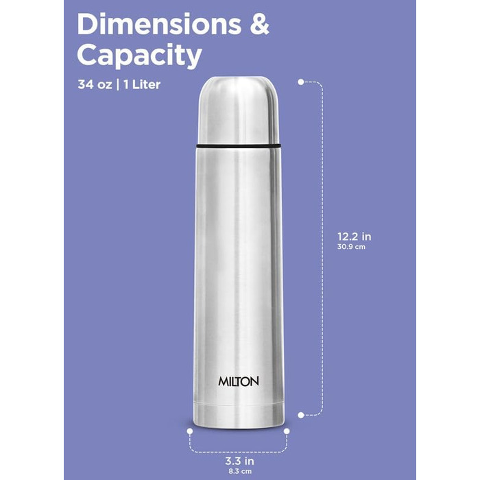 Термопляшка MILTON Thermosteel Flip Lid 1000, 1 л, сріблястий