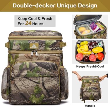 Рюкзак Великий утеплений камуфляж із охолоджувальним відділенням для чоловіків і жінок - Ідеальний пікнік Подорож Кемпінг Тактичний пляж, 54 Cans Thermal Cooler Bag