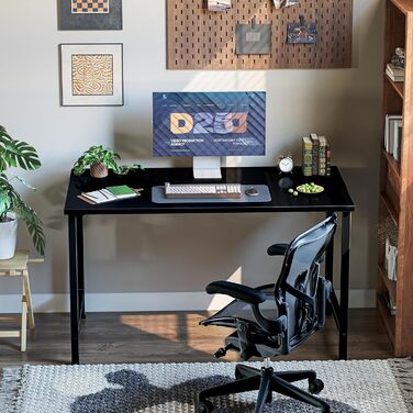 Письмовий стіл, невеликий офісний стіл для навчання та письма, дитячий стіл, простий ігровий стіл для ПК, регульовані ніжки, чорний 80 x 40 см, 80