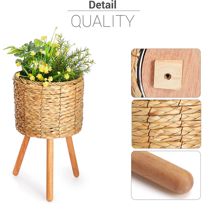 Кашпо для квітів Кашпо з натурального ротангу з фольгованою вставкою Горщик для рослин герметичний великий для кімнатних рослин, к