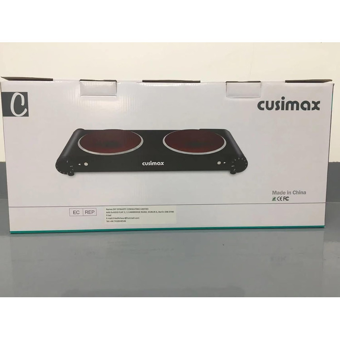 Інфрачервона варильна поверхня CUSIMAX 2 шт. 1200 Вт 1200 Вт Електрична варильна поверхня зі склокераміки, портативні подвійні варильні поверхні з регулюванням температури для зовнішнього/внутрішнього використання, для всіх типів гончарів, чорна нержавіюч