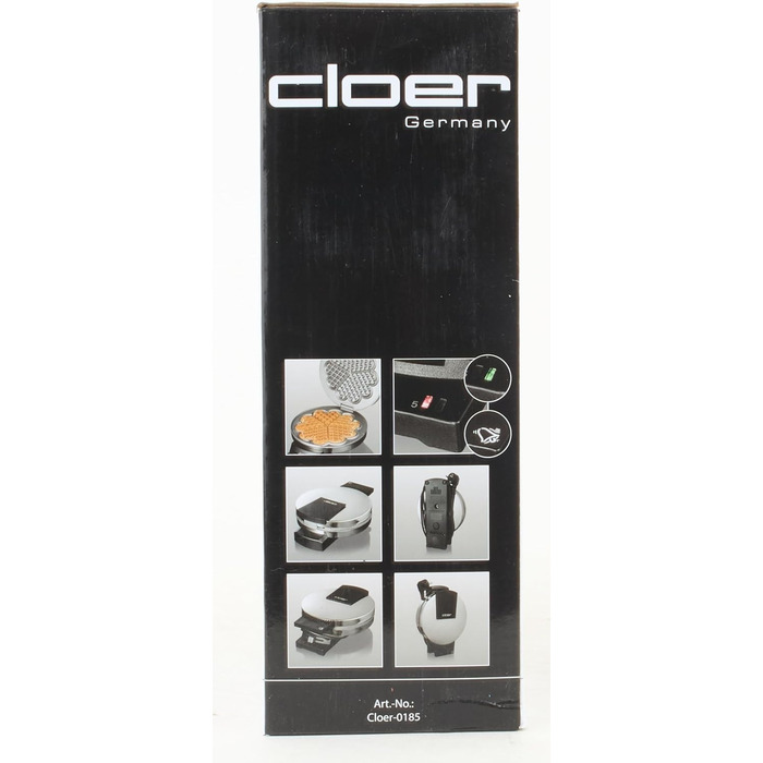 Вафельниця Cloer 185 для вафлі-серця, 930 Вт, розмір вафель 16 см, важкі пластини для випічки, оптичний та акустичний готовий повідомлення, корпус з нержавіючої сталі, нержавіюча сталь, хромована вафля розмір 16 см з сигнальним тоном Chrome