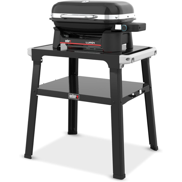 Компактний електрогриль Weber Lumin Compact на підставці, до 315 C, з термометром на кришці, чавунними решітками з порцеляновим покриттям, площа гриля 43 x 32 см, чорний (1501653) з підставкою Lumin Compact 2026
