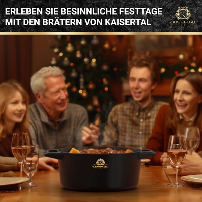 Чавунна каструля KAISERTAL - каструля 2в1 з кришкою 4,8 л та чавунна сковорода 1,8 л - чавунна жаровня з кришкою індукційна - чаву