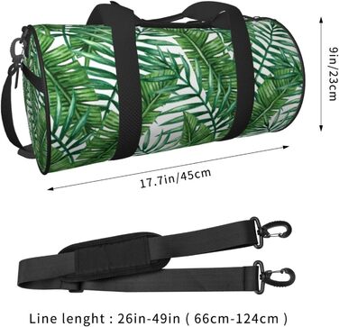 Спортивна сумка для подорожей, принт Листя банана, зелений малюнок, чорний колір, універсальний розмір