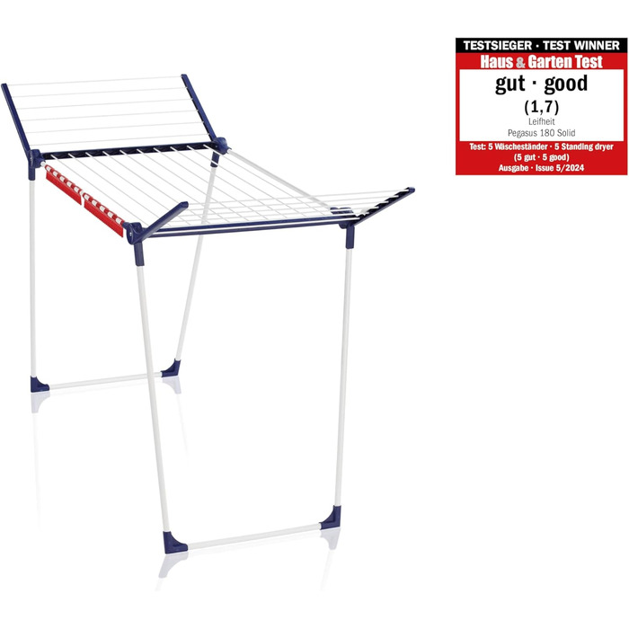Сушильна машина Leifheit Pegasus 180 Solid, сушильний кінь з крилами для довгих речей, стійка сушильна машина з крилами для приміщ