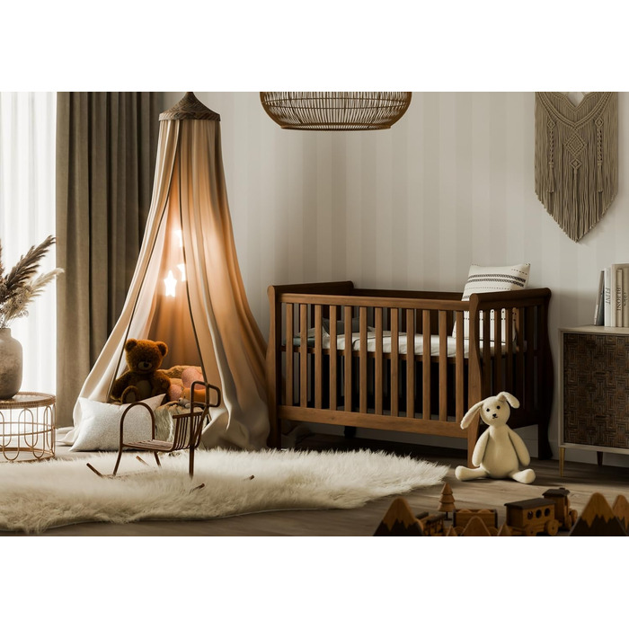 Дитяче ліжко Gala 120x60 см Елегантне біле дитяче ліжко з розсувним бар&39єром Трансформується в кушетку, виготовлене з високоякісної соснової деревини та МДФ, ідеально підходить як дитяче ліжечко та ліжечко, коричневе