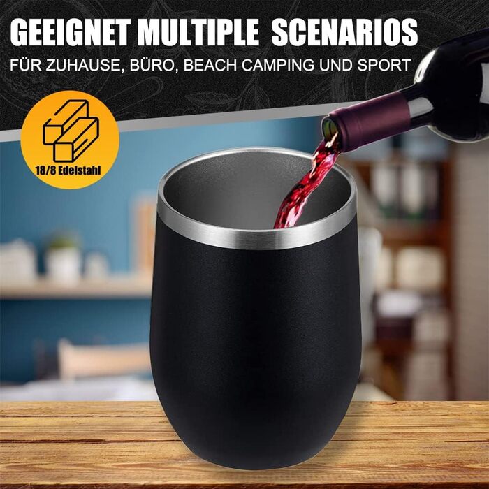Винний кухоль TELANKS на винос, 2 шт. и келиха для вина, кружка для вина з нержавіючої сталі, ізольована кришкою, подарунок для ке