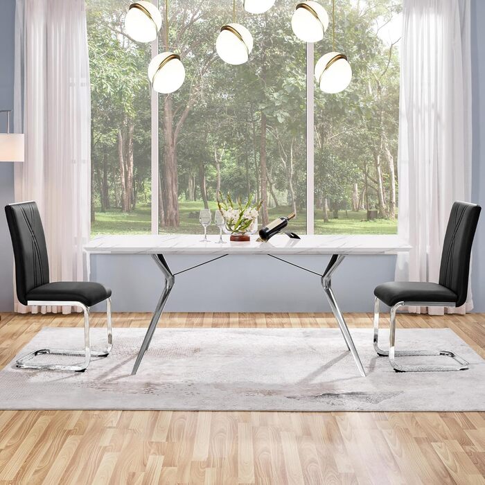 Комплект обідніх стільців Yaheetech з 2 шт. , кухонний стілець, консольний стілець з металевою основою, ергономічний стілець для відвідувачів, консольні стільці для їдальні/кухні/ресторану, чорний 2 чорного кольору