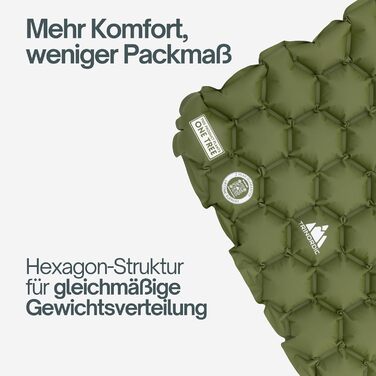 Г надлегкого надувного килимка для сну - з надувною подушкою - кемпінговий матрац з невеликим розміром упаковки для активного відпочинку, кемпінгу, піших прогулянок та велотуризму, лісово-зелений з подушкою, 550