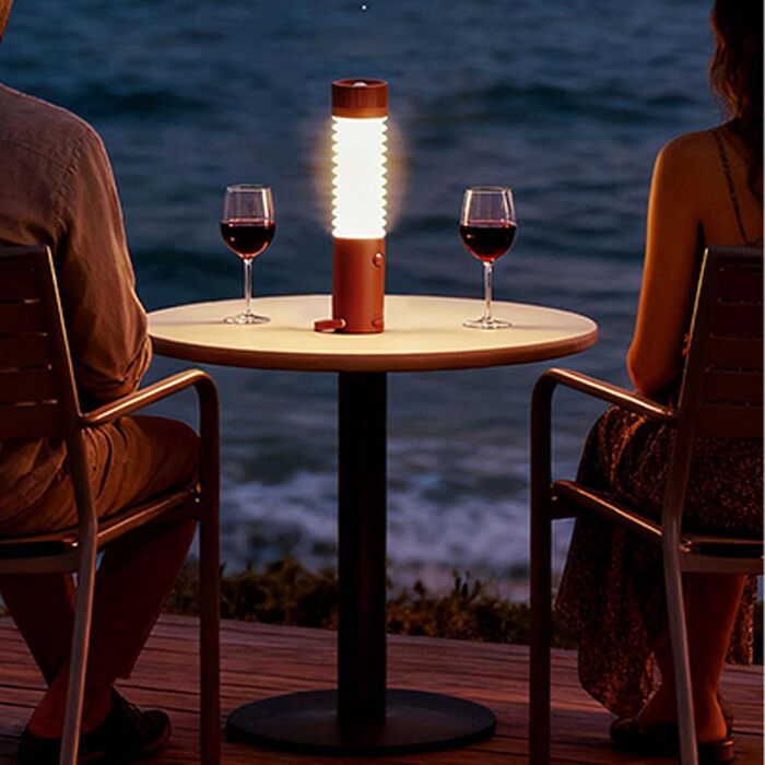 Ліхтар для кемпінгу, акумуляторний світлодіодний ліхтар для намету, складний, підвісний, з акумулятором 4000 мАг для кемпінгу, надзвичайних ситуацій та активного відпочинку на свіжому повітрі (цегляно-червоний)