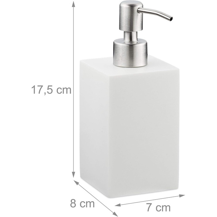 Дозатор для мила Relaxdays 300 мл, багаторазовий, для ванної кімнати, кухні, квадратний дозатор для рідкого мила, поліуретан, насо