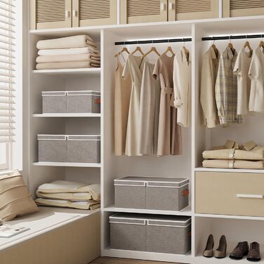 Набір із 3 коробок для зберігання, коробки для зберігання зі знімними кришками, коробки-органайзери для книг та одягу, неткане полотно, можна прати, 33x23x14 см, сірий 33x23x14 см (3 шт.) сірий