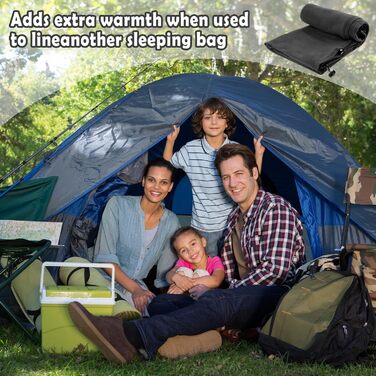 Теплий вкладиш для спального мішка, підходить для кемпінгу та походів на свіжому повітрі, портативний флісовий спальний мішок з антипілінговим покриттям, сірий.
