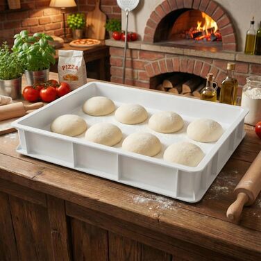 Коробка для тіста для піци Morleos 5 шт. 60x40x7 см Біла Зроблено в Італії Коробка для розстойки, Коробка для тіста, Лоток для тіста, Лоток для тіста, Коробка для дріжджів Штабелюється Тісто для піци - вафель - торта - хліба