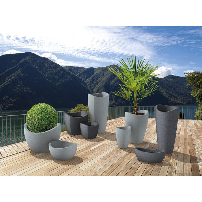 Шойріх Хвильова Куля Висока, висока ємність із пластику, чорний граніт, діаметр 29,8 см, висота 40 см, об&39єм 6 л. Чорний граніт Ø 29,5 см, висота 40 см Хвильова Куля Висока