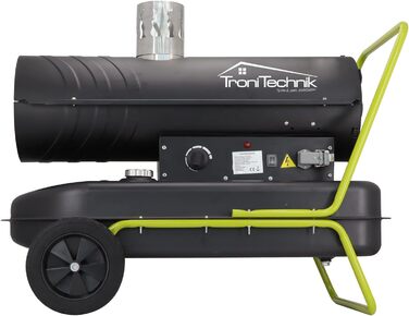 Дизельний обігрівач Tronitechnik, дизельний генератор гарячого повітря потужністю 20 кВт, будівельний обігрівач з баком на 36 л, захистом від перегріву, колесами та термостатом, 20 кВт без зовнішнього термостата
