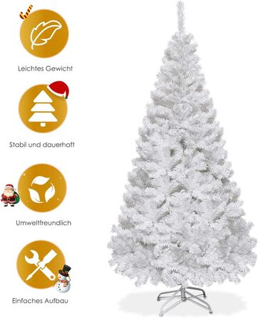 Штучна ялинка з металевою підставкою 150 см біла COSTWAY