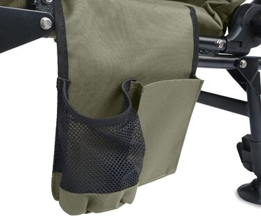 Рибальське крісло CampFeuer кольору моху та зеленого/чорного Кемпінгове крісло з регульованою висотою Складане коропове крісло Вуличне туристичне крісло для кемпінгу, риболовлі в наметі Складане рибальське крісло, коропове крісло, рибальське ліжко