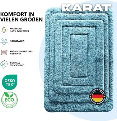 Килимок для ванної KARAT Atlantis - Надзвичайно пухнастий та швидковисихаючий - Килимок для ванної кімнати з нековзною підкладкою - Килимок для ванної Килимок для душу (Бірюзовий, 70 x 120 см) 70 x 120 см (Прямокутний) Бірюзовий