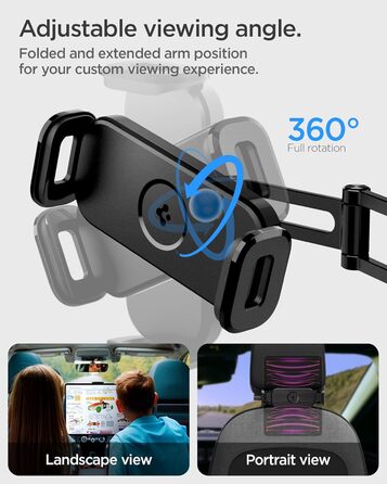 Універсальний тримач для планшета Spigen OneTap автомобільний, висувне кріплення на підголівник автомобіля, поворот на 360 для iPa