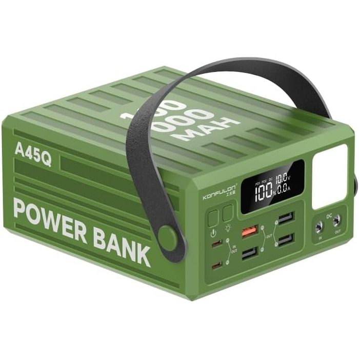 Павербанк зі швидкою зарядкою, потужністю 22,5 Вт від зарядного пристрою Konfulon (USB C, A, вхід і вихід постійного струму), PD3.