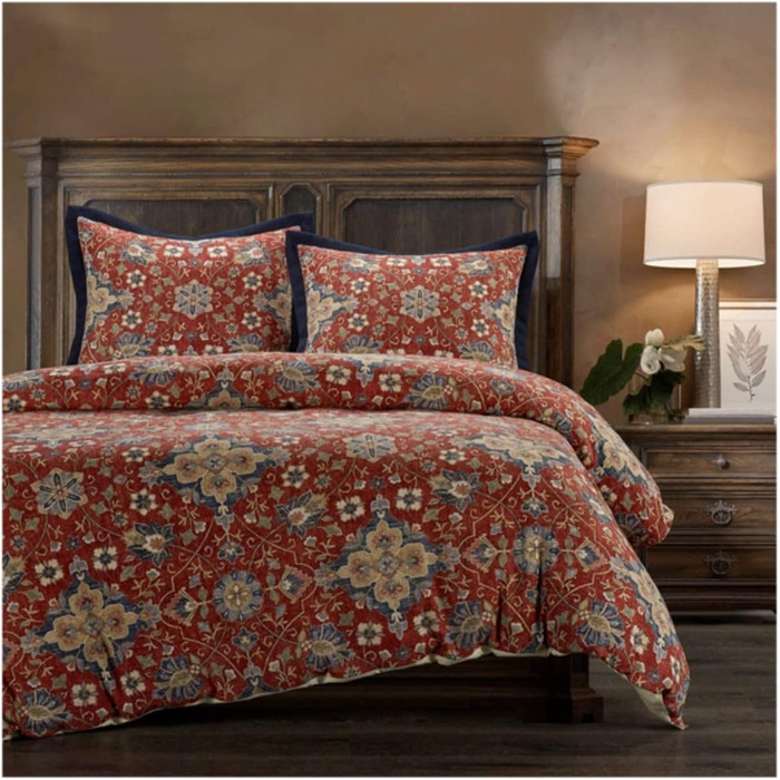 Комплект постільної білизни HiEnd Accents Melinda з 3-х предметів з випраної білизни, двоспальний, різнокольоровий King Multicolou