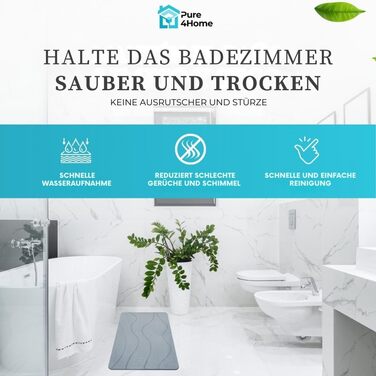 Нековзний килимок для ванної з діатомітової землі 60 x 39 см Швидковисихаючий абсорбуючий килимок для душу Кам&39яний килимок для ванної Килимок для ванної з діатомітової землі, сірий, 60 x 39 см (прямокутний)