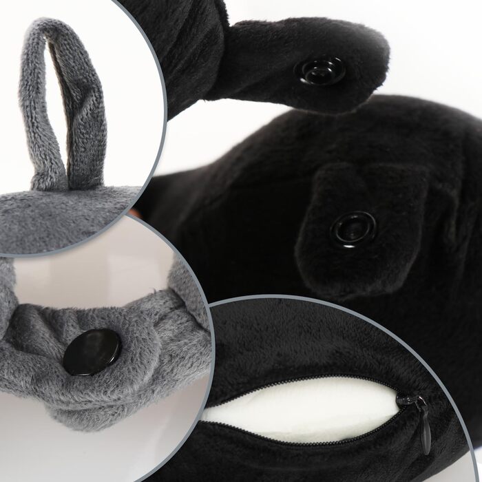 Преміум подушки для шиї - Подушки для підтримки шиї з піною з ефектом пам&39яті - Подушки для шиї для дорослих - Оксамитова м&39яка дорожня подушка для літака, автомобіля, поїзда, корабля та автобуса - Снодійний засіб, 2 шт., сірий чорний, 2 шт.