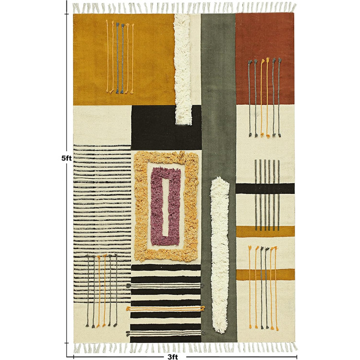 Килимок прямокутний, прямокутний, бавовна, Дуррі, геометричний килим кілім, для приміщень і вулиці, плоске плетіння, килимки для с