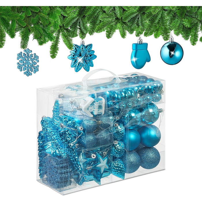 Різдвяні кульки набір із 100 шт бірюзовий Relaxdays