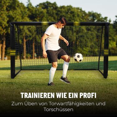 Футбольні ворота Umbro - Великі футбольні ворота - Футбольні ворота - Футбольні ворота для саду, дітей та дорослих - Тренувальний футбольний інвентар для приміщень та вулиці - Метал - Чорний/Жовтий 240x160x8 см