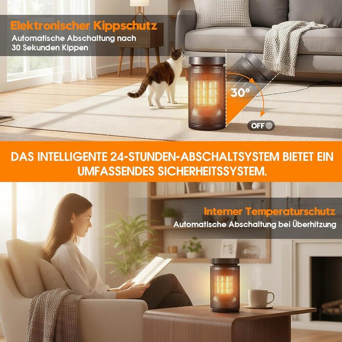 Енергозберігаючий електричний вентилятор-обігрівач, керамічний PTC 2000 Вт, 4 режими, 24-годинний таймер, портативний обігрівач з термостатом та пультом дистанційного керування, захист від перегріву та перекидання для спалень та віталень