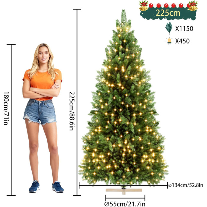 Штучна ялинка з підсвічуванням 225 см HENGMEI