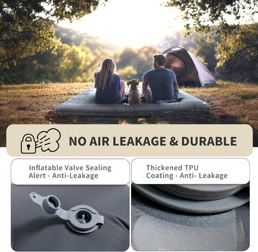Самонадувальний килимок для сну Origem для 2 осіб, надлегкий надувний матрац 14 см для кемпінгу, надувний, невеликий розмір упаковки з ножним насосом, великий матрац для намету, рюкзака, походів та кемпінгу, сірий
