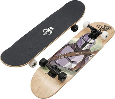 Скейтборд для підлітків, 79 см, нековзка дека, великий, до 100 кг, ЗОРЯНІ ВІЙНИ Мандалорець