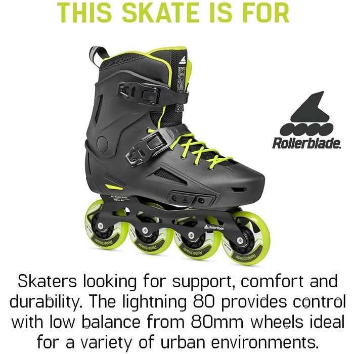 Чоловічі міські роликові ковзани Rollerblade Lightning, чорно-лаймові, чорний/білий 13