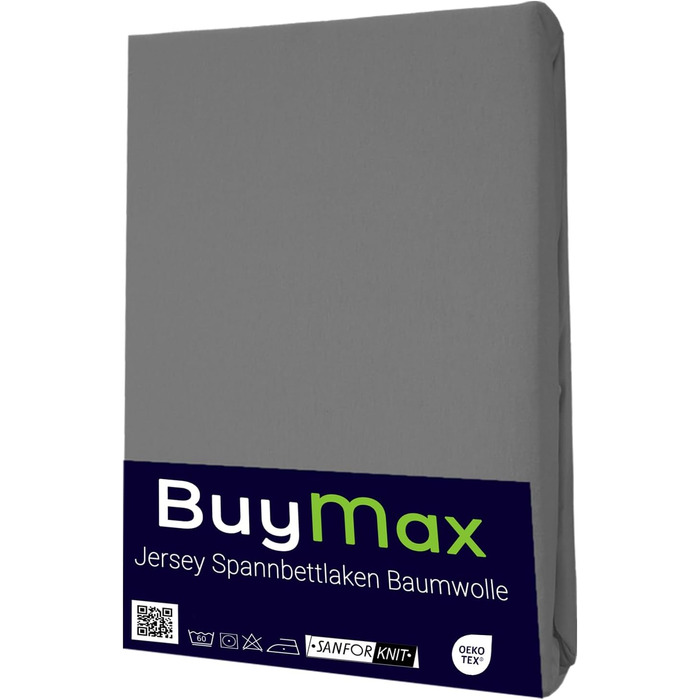 Простирадло Buymax 90x200см подвійний пакет 100 бавовна простирадло простирадло, висота матраца до 25 см, колір Антрацит-сірий 90x