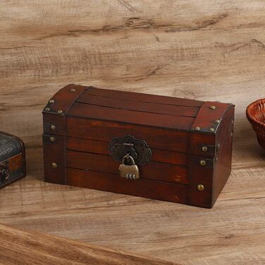 Виготовлена вручну вінтажна дерев&39яна скринька для зберігання колекцій предметів мистецтва та ремесел. Вишукана скринька для ювелірних виробів для домашнього декору (невеликий кодовий замок).