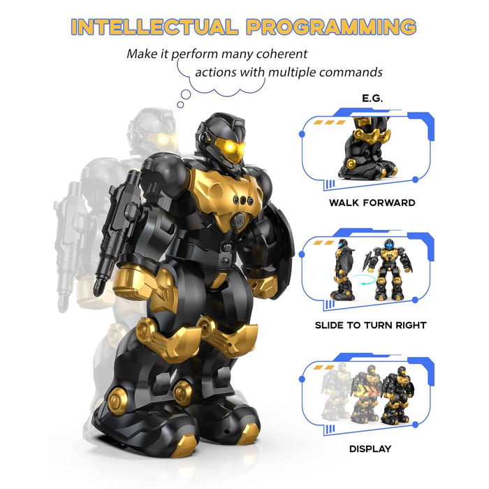Робот для дітей від 5-10 років, з дистанційним управлінням, великий програмований розумний танцюючий крокуючий RC-робот-іграшка з управлінням жестами, для хлопчиків дівчаток, подарунок, чорний