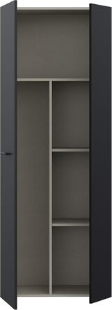 Шафа 70 180, Багатоцільова шафа, Шафа для пилососа, Місце для зберігання, Шафа з відкидними дверцятами, 2-дверна з полицями, Чорна, 68,7 см завширшки x 181,1 см заввишки x 36,5 см завглибшки Чорна багатоцільова шафа, 106