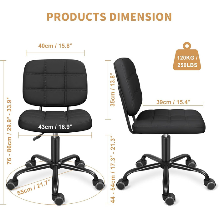 Ергономічне офісне крісло Leader Accessories (без підлокітників)