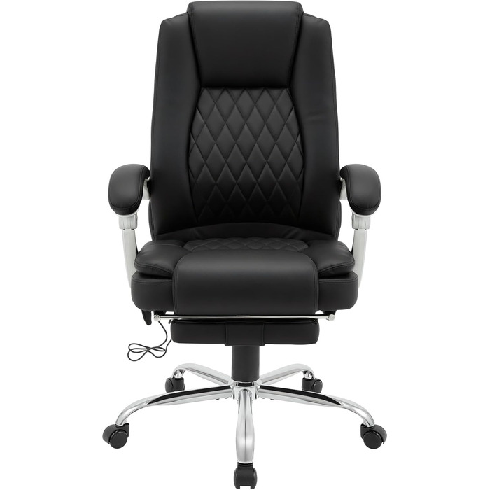 Ергономічне офісне крісло CLP з функцією масажу Rubia, письмове крісло з функцією підігріву та підставкою для ніг, поворотне крісло з регулюванням висоти до 150 кг, колір чорний