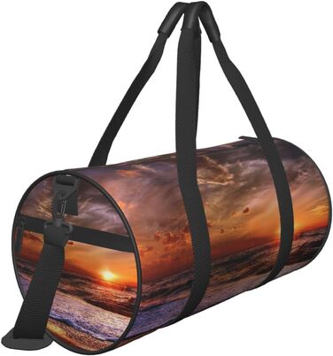 Спортивна сумка, дорожня сумка, пляжна сумка, принт Морський схід, помаранчевий колір, чорний колір, універсальний розмір, сумка на ніч