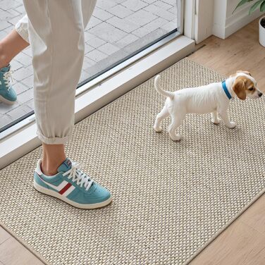 Килимок для внутрішніх дверей DEXI, що вловлює бруд, 60 x 90 см, нековзний килимок для миття, абсорбуючий килимок, тонкий вхідний килимок для вхідних дверей та коридору, бежевий 60 x 90 см