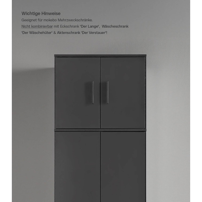 Верхня частина шафи mokebo The Tower, багатофункціональна верхня частина шафи, чорна, для додаткового місця для зберігання та висоти, можна комбінувати з нашими багатофункціональними шафами, антрацитово-чорна, 60 см